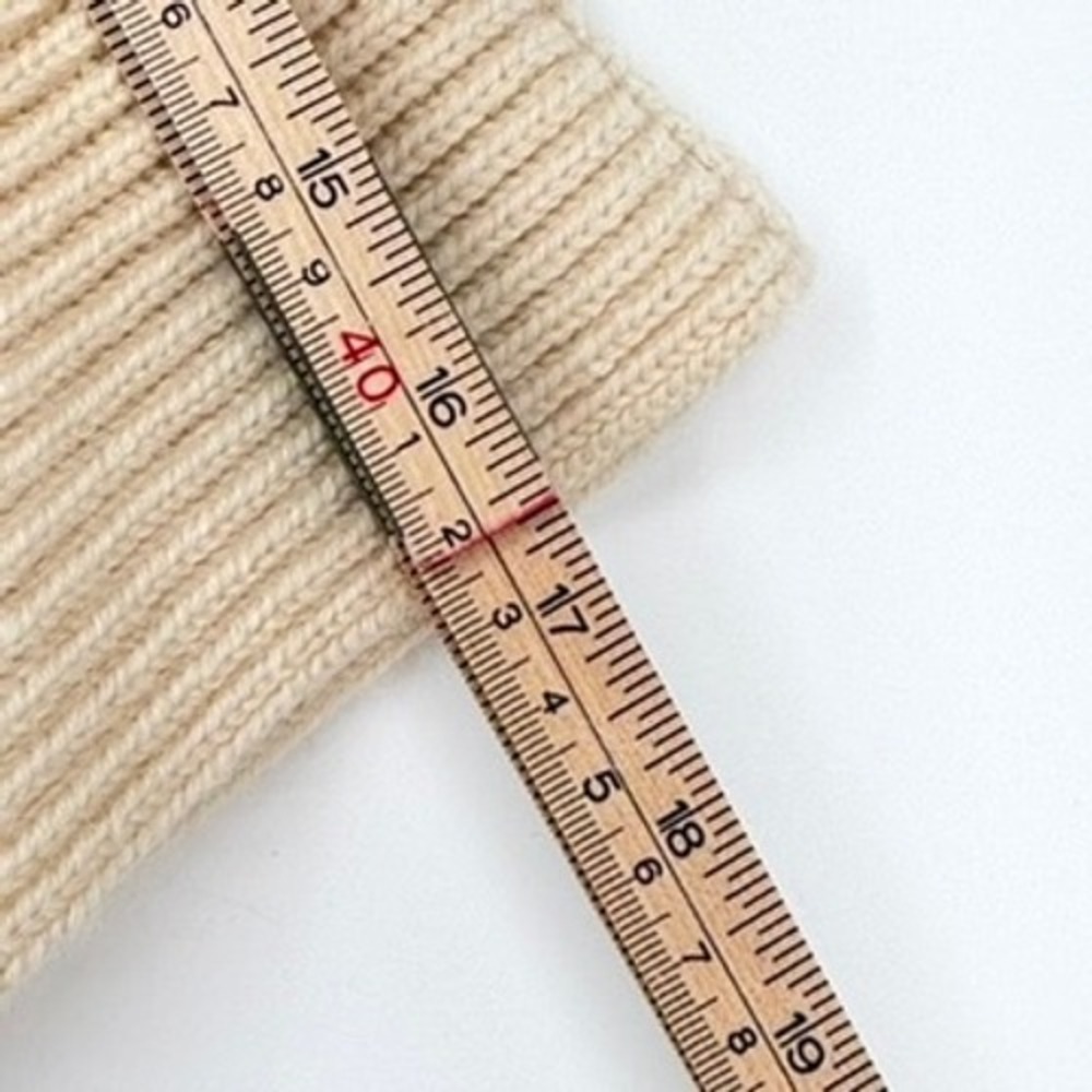 AYR Ribbed Asymmetrical Sweater Cream Wool Alpaca Mixed Mock Neck Short Sleeve M - Picture 12 of 13